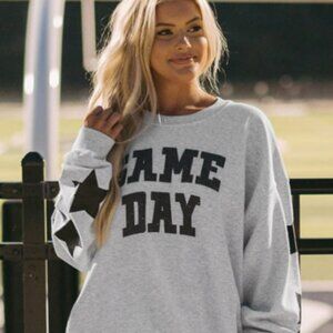 Black Game Day Graphic Rugby Football Season Sweatshirt